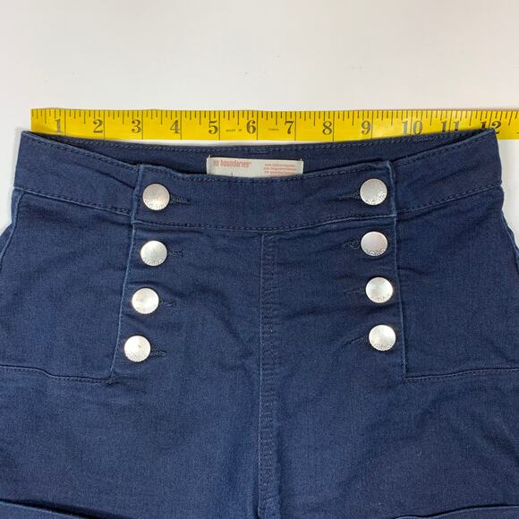 No Boundaries Dark Blue Double Button Shorts Size 1 - Picture 7 of 9